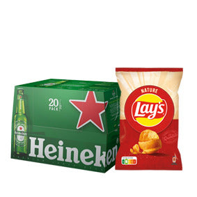 Formule Heineken – Pack 20 Bières 25cl + Chips Lay's Nature 135g – Livraison Chartres