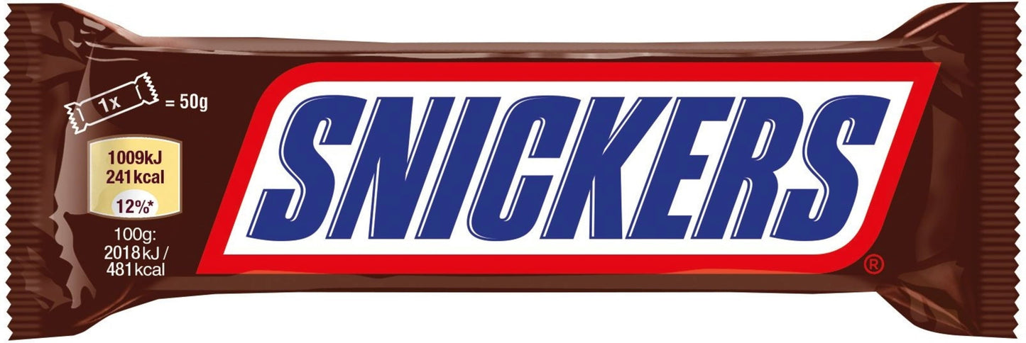 Snickers – Barre Chocolatée Cacahuètes & Caramel – 50 g