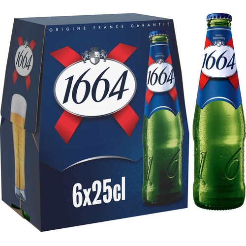 Kronenbourg 1664 6x25cl - Bière blonde française premium – 5,5% vol.