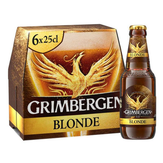 Grimbergen Blonde 6x25cl - Bière d’abbaye belge – Blonde riche et équilibrée – 6,7% vol.
