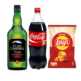 Formule Clan Campbell – Whisky 70cl + Coca-Cola 1,5L + Chips Lay's 135g