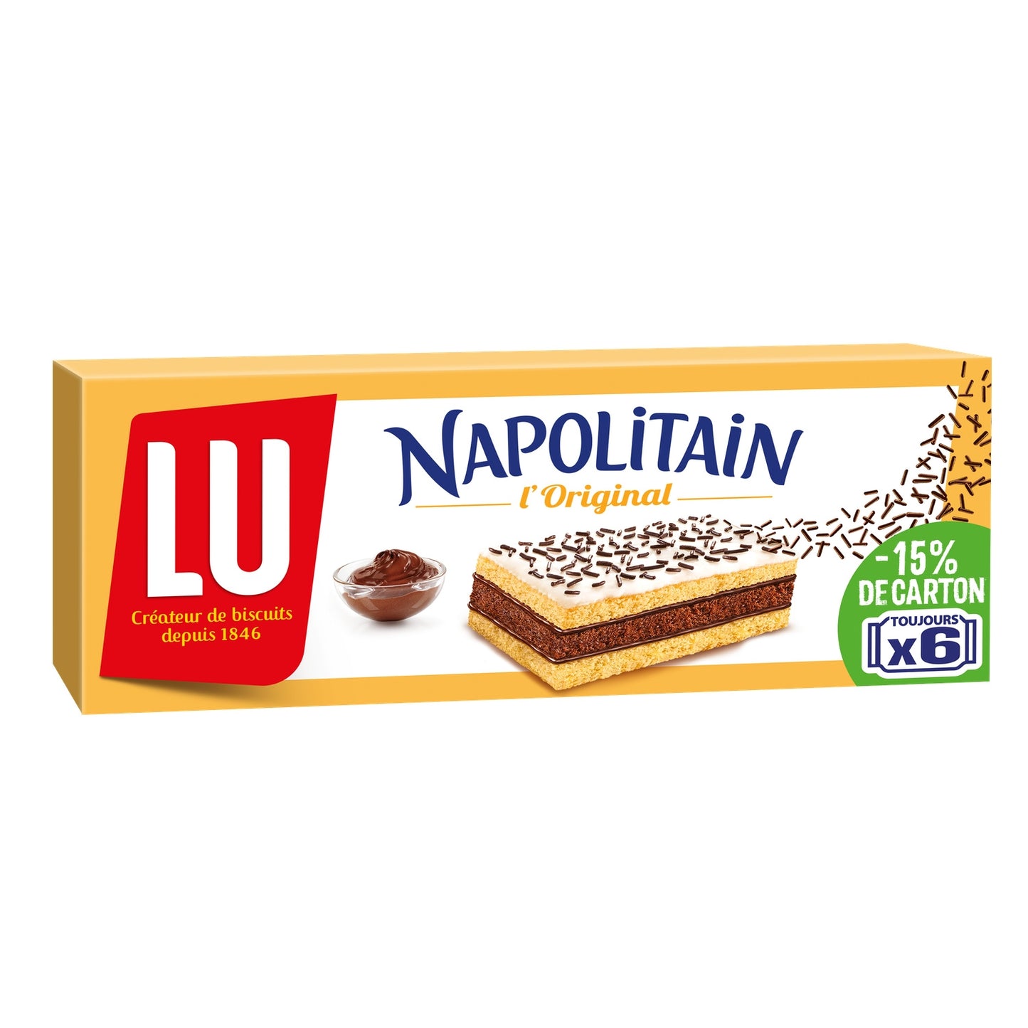 Lu – Napolitain Original – Génoise, Fourrage Chocolat & Glaçage Vermicelles – 180 g
