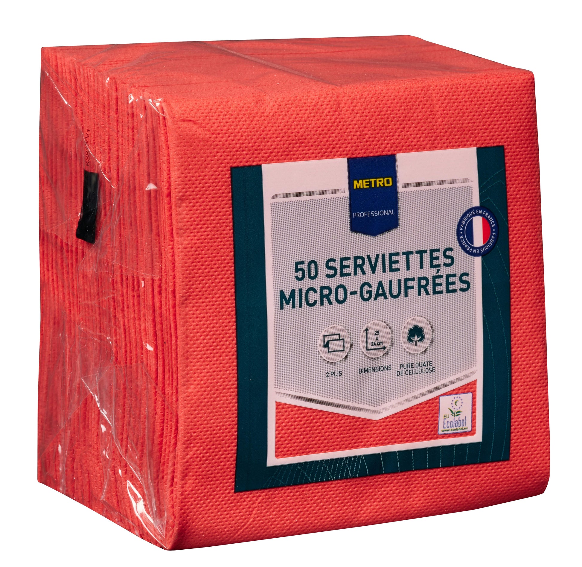 Serviettes Microgauffrées – 25x24 cm – Rouges – x50
