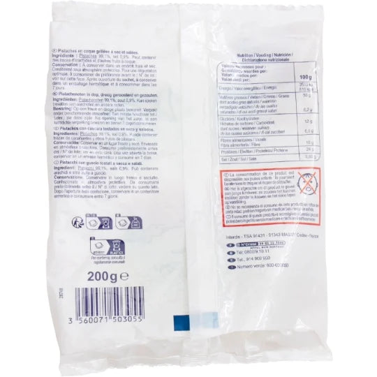 Simply – Pistaches Grillées et Salées – 200 g – Dos du paquet
