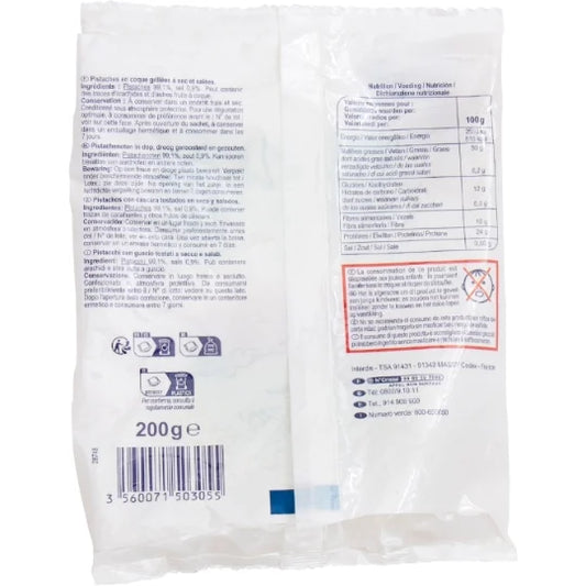Simply – Pistaches Grillées et Salées – 200 g – Dos du paquet
