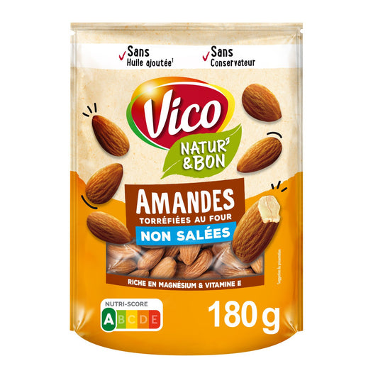 Vico – Amandes Torréfiées au Four Non Salées – 180 g
