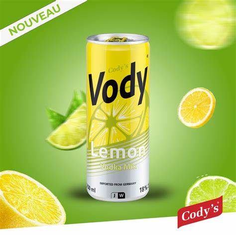 Vody Lemon Vodka Mix Citron 18% Canette 25cl – Livraison Chartres