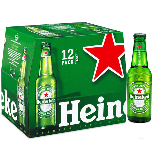 Heineken 12x25cl - Bière blonde néerlandaise – Fraîcheur et équilibre – 5% vol.
